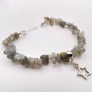 Handmade Beaded Stone Bracelet with Charm